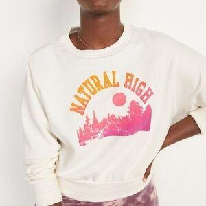 Old Navy Cream Sweatshirt with Pink and Orange Graphic